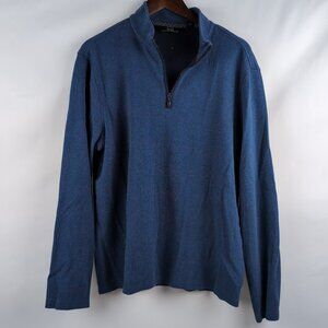 Michael Strahan Men's Blue 1/4 Quarter Zip Sweater Modern Fit, Large